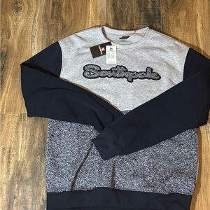 Men's Navy and Gray Crewneck Sweater